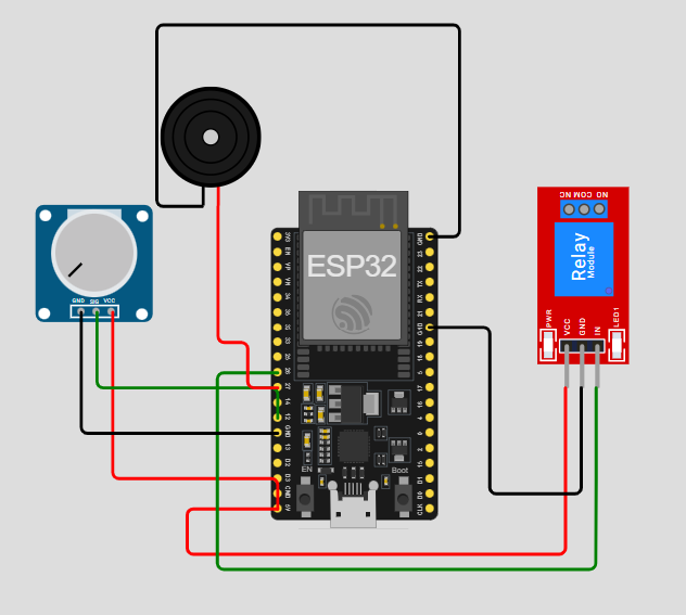 Schematic diagram showing an Arduino connected to an LED and a push button.